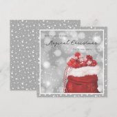 Modern Silver en Red Magical Starry Kerstmis Feestdagenkaart (Voorkant / Achterkant)