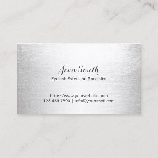 Modern Silver Eyelash Extensions Lashes Visitekaartje (Achterkant)