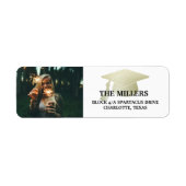 Modern Silver Faux Folie Afstuderen Pet Foto Etiket (Voorkant)