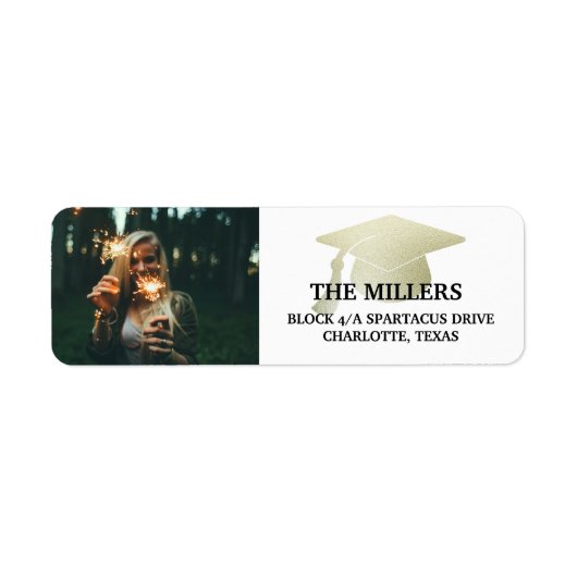 Modern Silver Faux Folie Afstuderen Pet Foto Etiket (Voorkant)