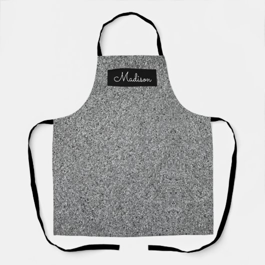 Modern Silver Faux Glitter Sparkle Personalized Schort (Voorkant)