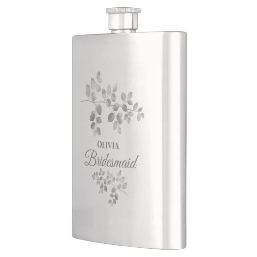 Modern Silver Floral Bridesmaid Flask Flacon (Links)
