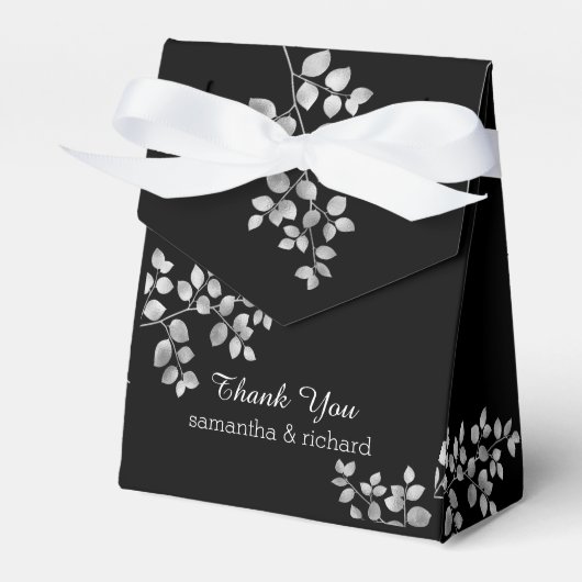 Modern Silver Floral Wedding Favors Box Bedankdoosjes (Voorkant Zijde)