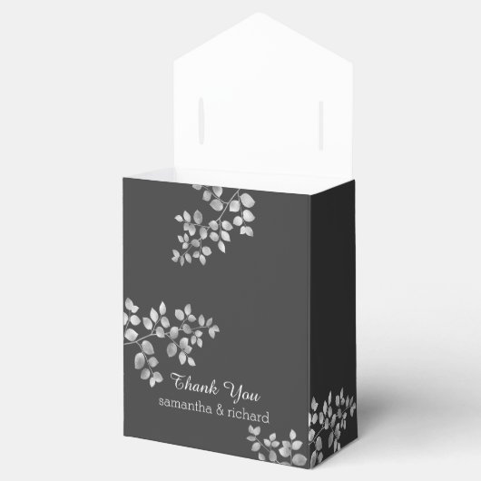 Modern Silver Floral Wedding Favors Box Bedankdoosjes (Geopend)