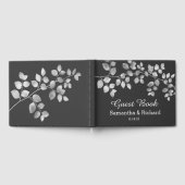Modern Silver Floral Wedding Guest Book Gastenboek (Volledig)