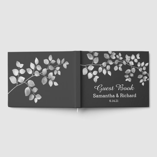 Modern Silver Floral Wedding Guest Book Gastenboek (Volledig)