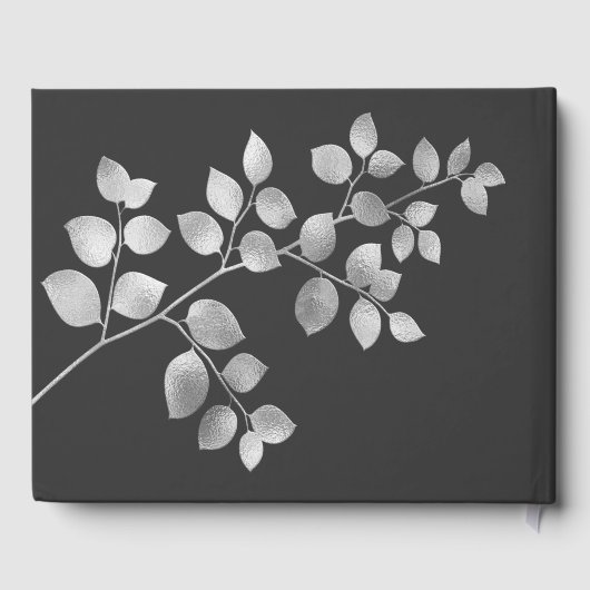 Modern Silver Floral Wedding Guest Book Gastenboek (Achterkant)