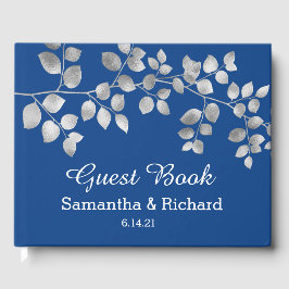 Modern Silver Floral Wedding Guest Book Gastenboek