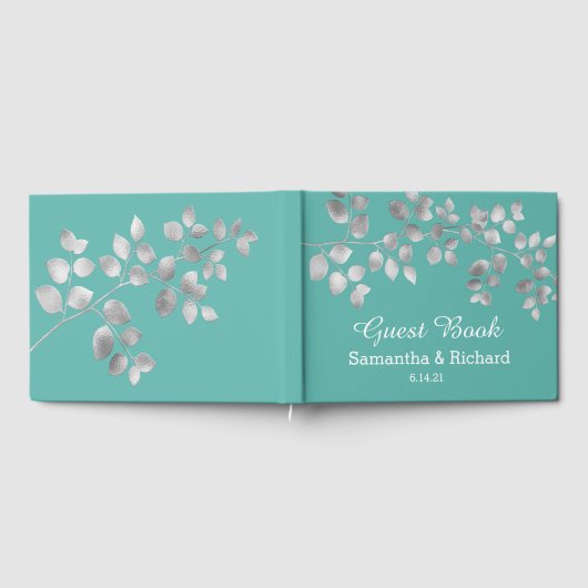 Modern Silver Floral Wedding Guest Book Gastenboek (Volledig)