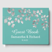Modern Silver Floral Wedding Guest Book Gastenboek (Voorkant)