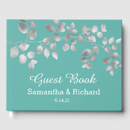 Modern Silver Floral Wedding Guest Book Gastenboek