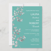Modern Silver Floral Wedding Invitation Kaart (Voorkant)