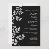 Modern Silver Floral Wedding Invitation Kaart (Voorkant)