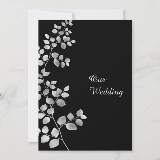 Modern Silver Floral Wedding Invitation Kaart (Achterkant)