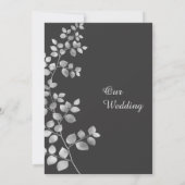 Modern Silver Floral Wedding Invitation Kaart (Achterkant)