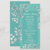Modern Silver Floral Wedding Menu (Voorkant / Achterkant)