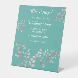Modern Silver Floral Wedding Pedestal Sign Reclamebord Met Voetstuk