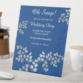 Modern Silver Floral Wedding Pedestal Sign Reclamebord Met Voetstuk (Insitu)
