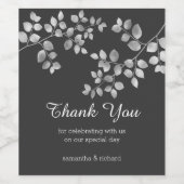 Modern Silver Floral Wijn Etiket (Enkel label)