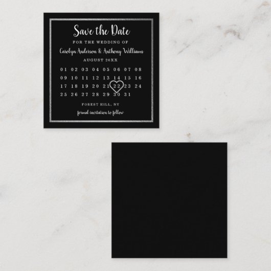 Modern Silver Foil Agenda bewaart de datum Informatiekaartje (Voorkant / Achterkant)