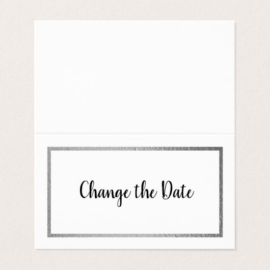 Modern Silver Foil Agenda wijzigen Datum kaart Visitekaartje (Buitenkant ongevouwen)