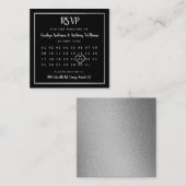 Modern Silver Foil Calendar RSVP Informatiekaartje (Voorkant / Achterkant)