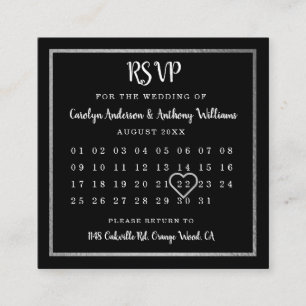 Modern Silver Foil Calendar RSVP Informatiekaartje