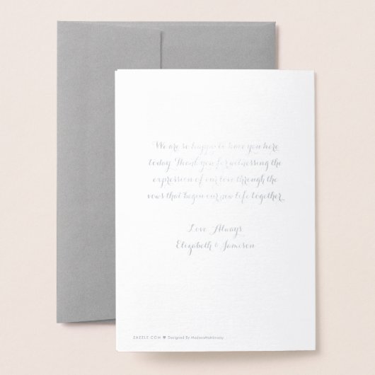 Modern Silver Foil Confetti Stippen Wedding Progra Folie Kaarten (Met envelop)