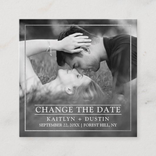 Modern Silver Foil Foto verandert de datum Informatiekaartje (Voorkant)