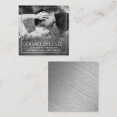 Modern Silver Foil Foto verandert de datum Informatiekaartje (Voorkant / Achterkant)