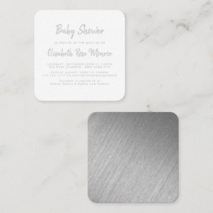 Modern Silver Foil & Script Baby shower Ticket