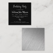 Modern Silver Foil & Script Birthday Party Ticket (Voorkant / Achterkant)