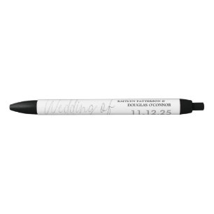 Modern Silver Foil Script Effect Weddenschap Favor Zwarte Inkt Pen