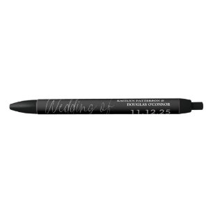 Modern Silver Foil Script Effect Weddenschap Favor Zwarte Inkt Pen