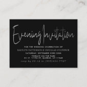 Modern Silver Foil Script Evening Ticket Informatiekaartje (Voorkant)
