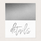 Modern Silver Foil Script met Photo Detail Card Visitekaartje (Buitenkant ongevouwen)