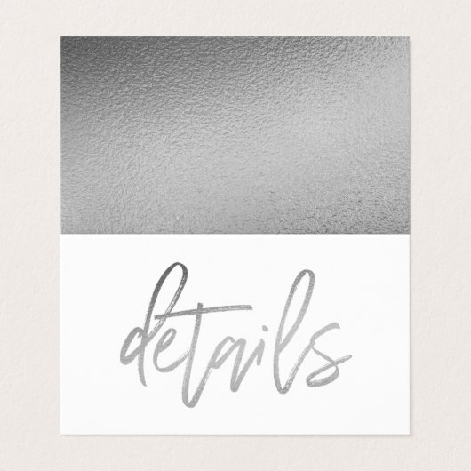 Modern Silver Foil Script met Photo Detail Card Visitekaartje (Buitenkant ongevouwen)