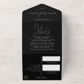 Modern Silver Foil Script Weddenschap All In One Uitnodiging (Buitenkant)