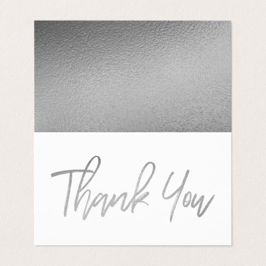 Modern Silver Foil Script Weddenschap Hartelijk da Visitekaartje (Buitenkant ongevouwen)