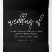 Modern Silver Foil Script Wedding Suite Drieluik Uitnodiging (Binnenkant midden)