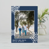 Modern Silver Foil Snowflake Photo Holiday Card Folie Feestdagenkaart (Staand Voorkant)