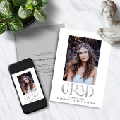 Modern Silver Foil Typografie Foto Afstuderen Aankondiging