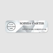 Modern Silver Geometric Name Badge Custom (Voorkant)