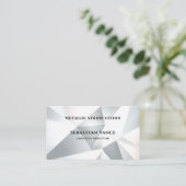 Modern Silver Geometric Visitekaartje (Staand voorkant)