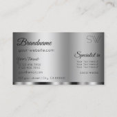 Modern Silver Glamoureus met monogram Stijlvol Visitekaartje (Achterkant)