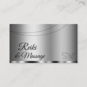Modern Silver Glamoureus met monogram Stijlvol Visitekaartje (Voorkant)