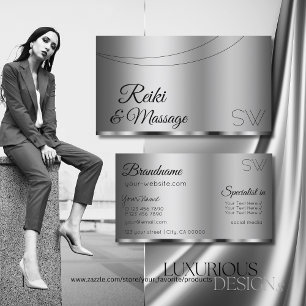 Modern Silver Glamoureus met monogram Stijlvol Visitekaartje