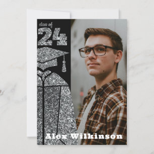 Modern Silver Glitter AFSTUDEERDER Pet Gewonnen Af Kaart