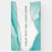 Modern Silver Glitter Agate Blauwgroen Munt Waterv Spandoek (Verticaal)