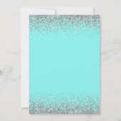Modern Silver Glitter Blauwgroen Girly Sweet 16 Bi Kaart (Achterkant)